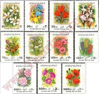  تمبر پستی سری ششم - گلها ( چسب براق 11 رقم )توضیح دارد اسکناس و تمبر ایران