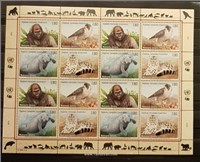  مینی شیت سازمان ملل ژنو 1993 حیوانات در حال انقراض اسکناس و تمبر ایران