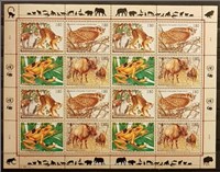  مینی شیت سازمان ملل ژنو 1995 حیوانات در حال انقراض اسکناس و تمبر ایران